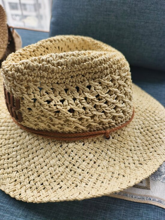 Miu Miu tan straw hat Y2K?cowboy